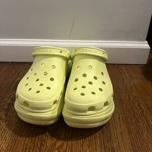 Lime green platform crocs